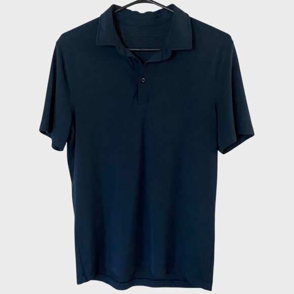 Lululemon Evolution Polo Shirt Navy Blue Mens Small Short-Sleeve 4-Way Stretch - Picture 1 of 9
